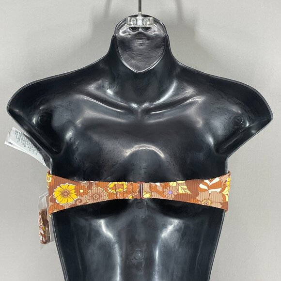 NEW RVCA Bikini Top Womens Medium brown floral swim beach summer earth - Picture 8 of 10